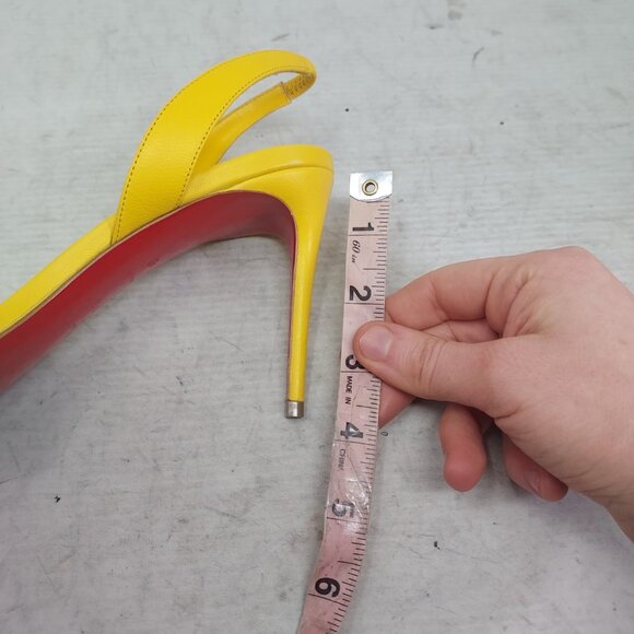 Christian Louboutin O Marylin Leather Yellow Strappy Heel Sandal - Picture 11 of 13